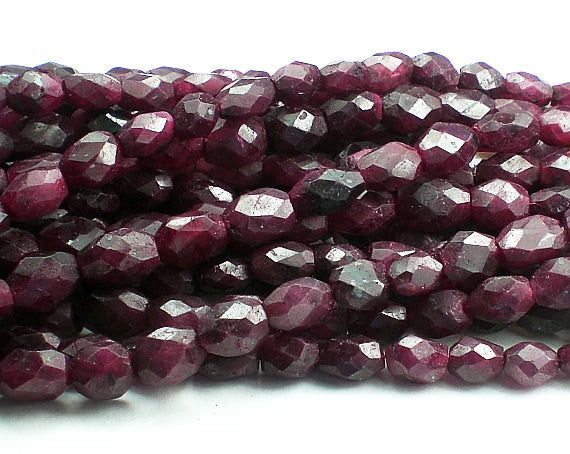 Red Ruby Bead Faceted Ruby Beads Faceted Oval Ruby