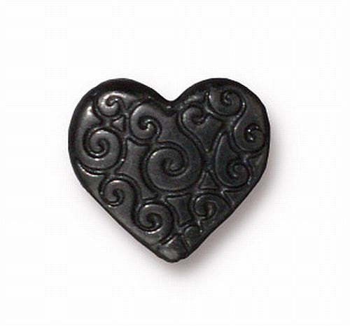 11mm Fine Silver, Brass Oxide, Blackened Pewter or Copper Finish Scroll Heart Bead TierraCast 4 pcs. 94- 5672 - Royal Metals Jewelry Supply