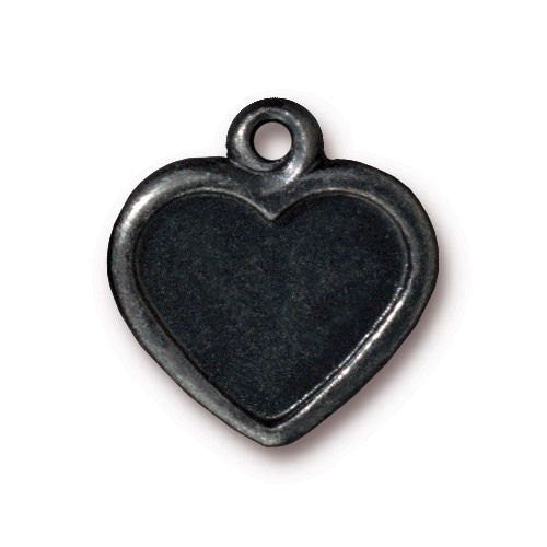 Gunmetal Heart Frame Picture Heart Frame Charm TierraCast Blackened Pewter Finish 2 pcs. 94-2343-13
