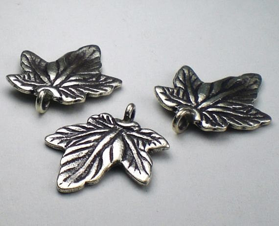 22mm Leaf Charm Pendant Karen Hill Tribe Fine Silver HT-195 - Royal Metals Jewelry Supply
