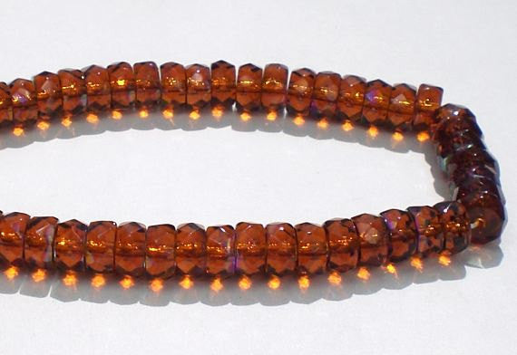 Czech Crystal Rondelle Beads Faceted SMOKED TOPAZ AB Spacer Bead 3x6mm Jablonex Preciosa 60 pcs.