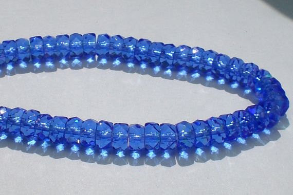 SAPPHIRE AB Czech Crystal Rondelle Beads 3x6 Faceted Spacer Bead Jablonex Preciosa 60 pcs.