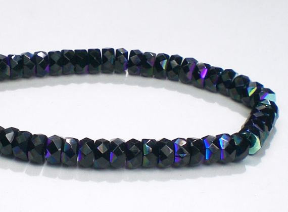 Czech Crystal Rondelle Beads Faceted JET AB Spacer Bead Jet Black Bead 3x6 Jablonex Preciosa 60 pcs.
