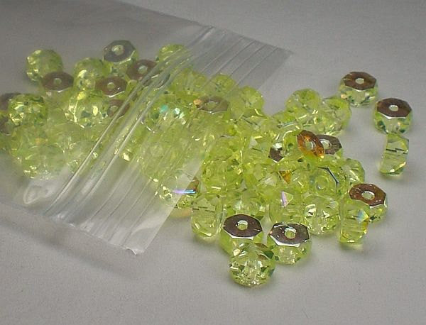 Yellow Green Rondelle Faceted Glass Beads 4mm