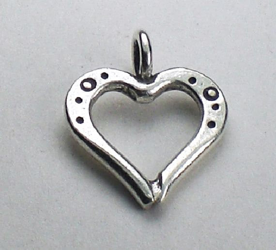 Open Heart Charms Pendants Karen Hill Tribe Fine Silver 17mm Thai Silver 2 pcs. HT-227