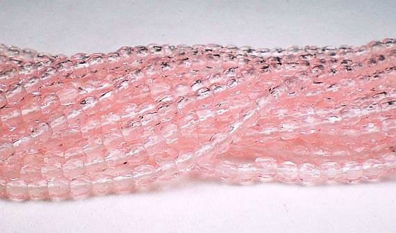 Rose Pink Picasso Czech Glass Fire Polished 4mm Faceted Round Beads 100 pcs. 4mm/005