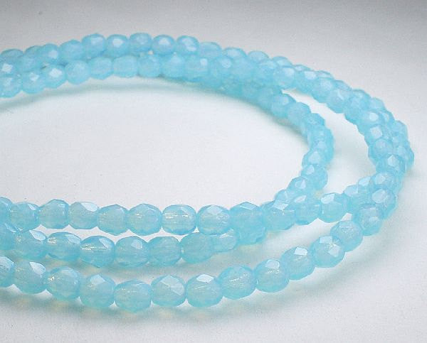 Czech Glass Blue Opal Fire Polished Beads Spacer Bead 100 pcs. 4mm/057