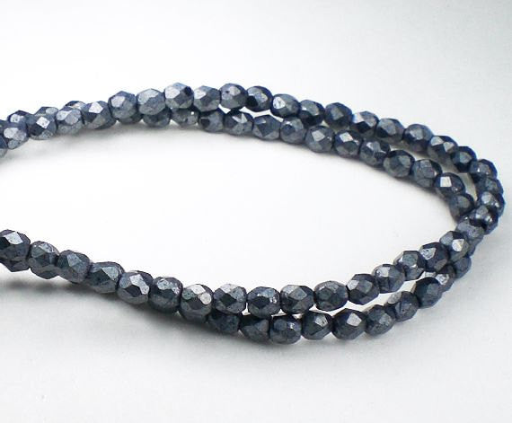 Matt Gunmetal 3mm Fire Polished Czech Glass Faceted Round Beads 100 pcs. 3mm/140