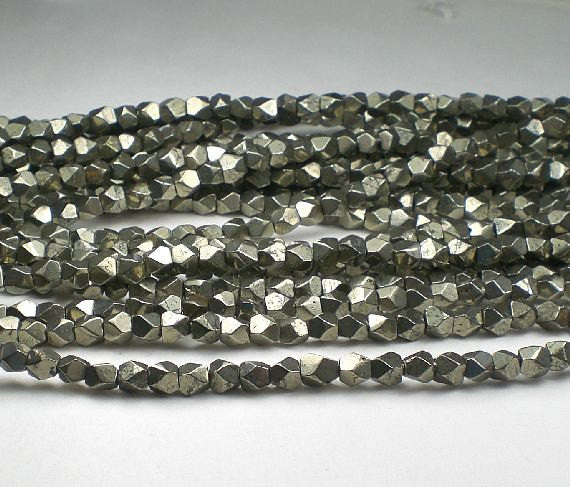 Faceted Pyrite Nugget Beads 5mm Pyrite Beads 30 pcs. PYN5