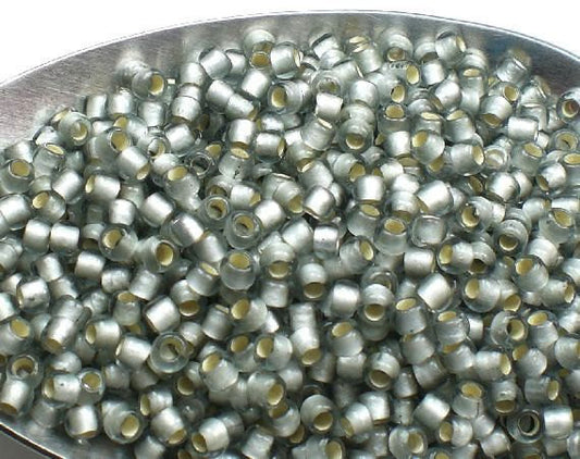 Grey TOHO Round 8/0 Japanese Seed Beads Black Diamond  Silver Lined Frosted 15 grams T148-8