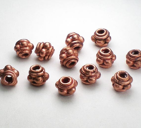 Solid Copper Spacer Beads 7.6mm Copper Beads 12 pcs. GC-317