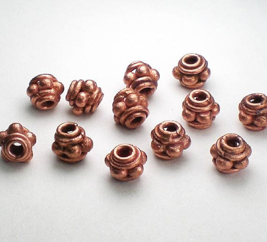 Solid Copper Spacer Beads 7.6mm Copper Beads 12 pcs. GC-317