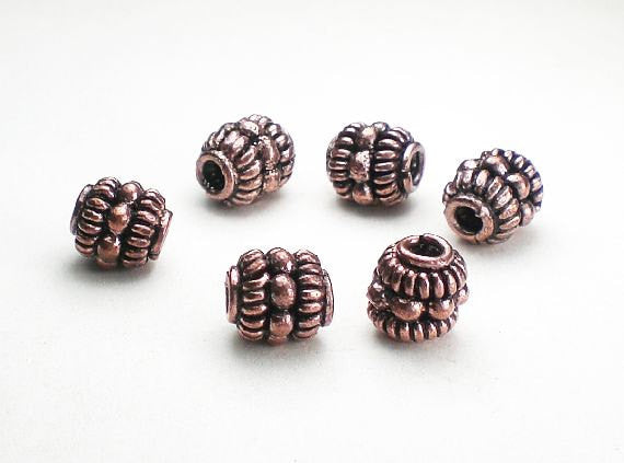 8mm Genuine Copper Beads Copper Barrel Bead Large Hole Beads 6 pcs. GC-326