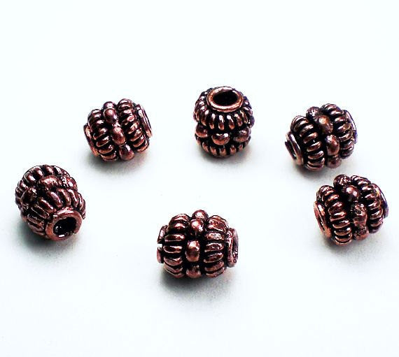 8mm Genuine Copper Beads Solid Copper Spacer Beads Large Hole Bead 15 pcs.  GC-323
