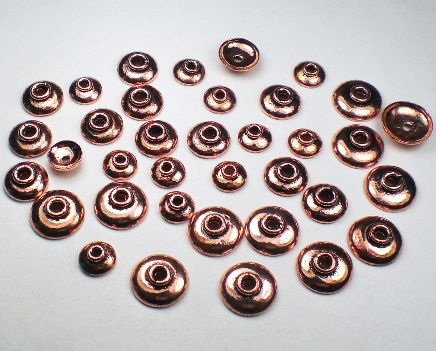 8mm, 10mm or 12mmmm Solid Copper Bead Caps Plain Bead Caps Low Dome 12 pcs. GC-333
