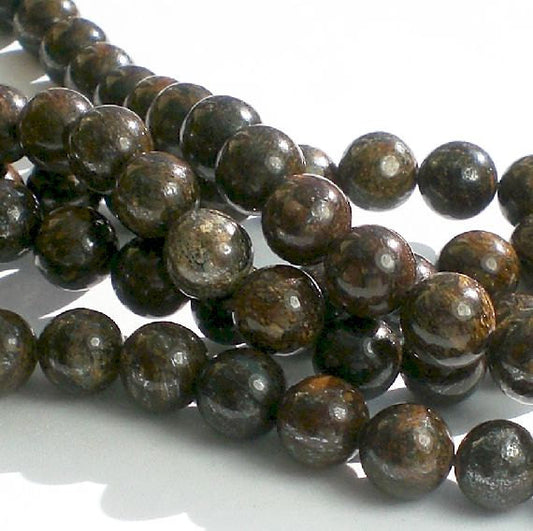 Round Bronzite Beads 8mm Brown Beads Large Hole Beads 8 in. Strand