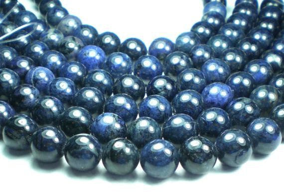 Round Dumortierite Beads Blue Beads 10mm or 12mm 8 in. Strand
