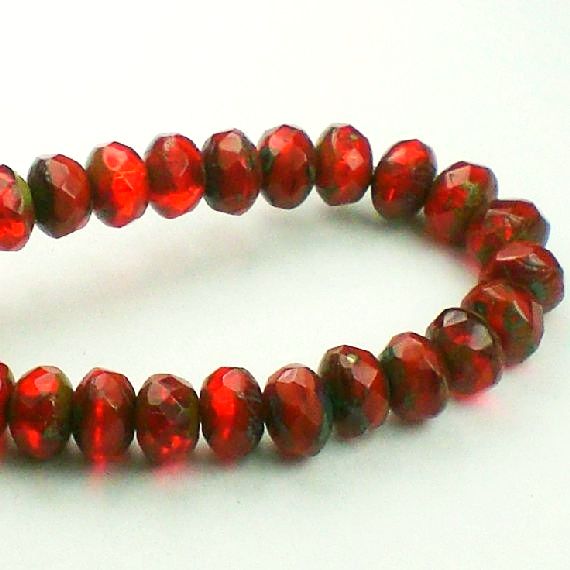Picasso Czech Glass Beads 5mm Brick Orange Red Rondelle Beads 30 Pcs. RON5-379