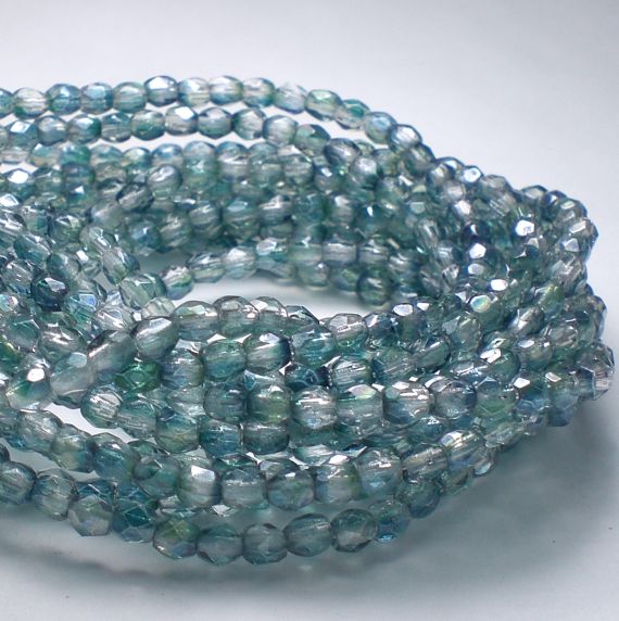 Denim Blue Czech Glass Fire Polished 3mm Faceted Round Beads 100 pcs. 3mm/006