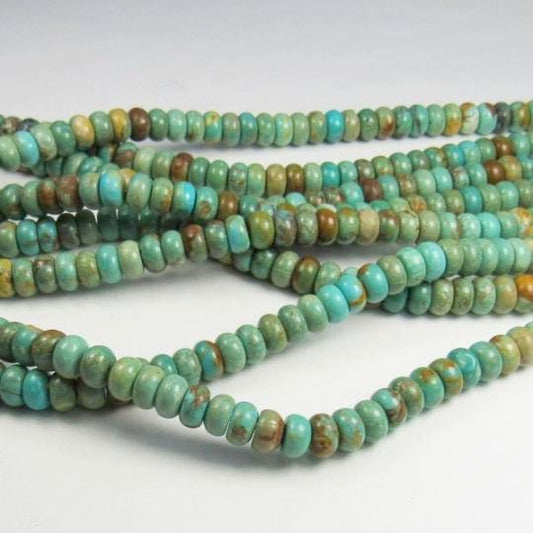 6mm Natural Turquoise Beads Rondelle Beads 8 or16 Inch Strand
