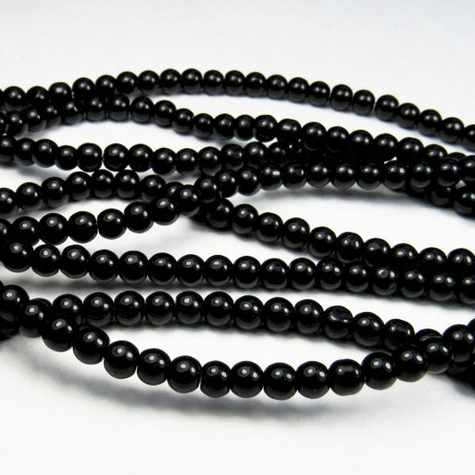 4.6mm Black Onyx  Beads - Round Black Beads - Full Strand 100+ Beads