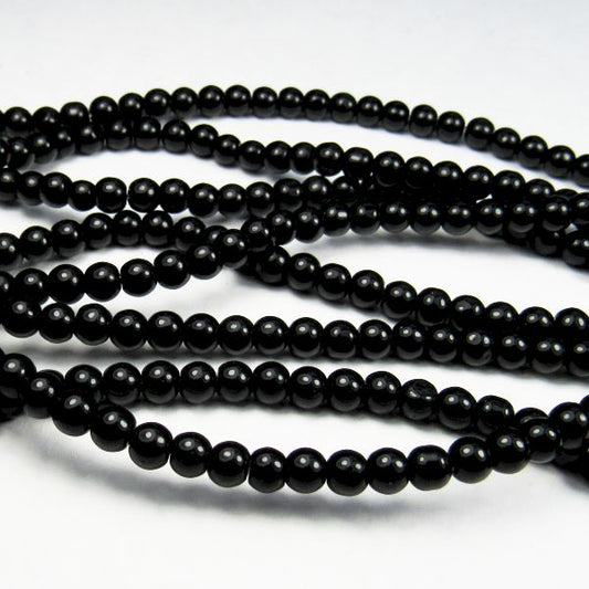 4.6mm Black Onyx Beads - Round Black Beads - Full Strand 100+ Beads