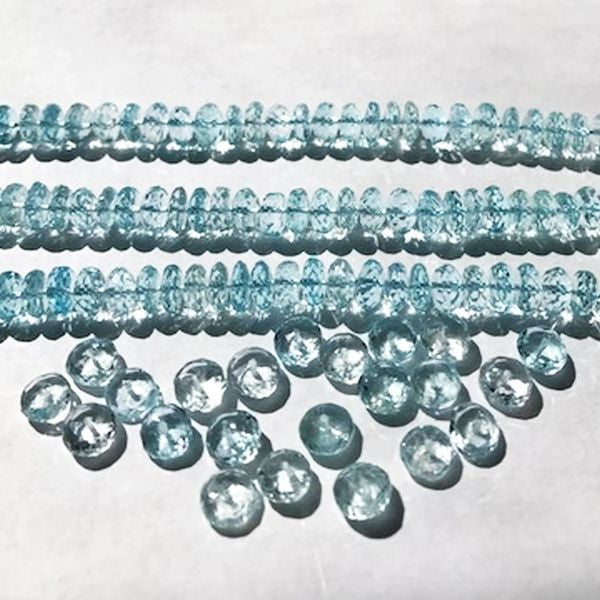 Blue Topaz Beads Microfaceted 7mm Blue Topaz Rondelle Beads 12 Beads