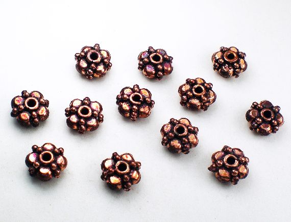 Copper Spacer Beads Package of 10 Flat Swirl Patterned 8mm Beads for  Jewelry Making Beautiful Quality 