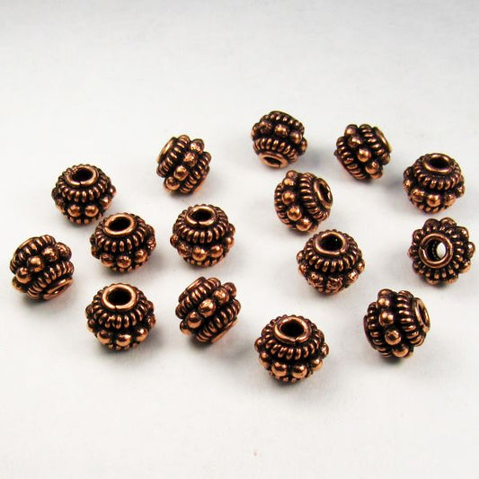 Solid Copper 9mm Large Hole Spacer Beads 15 pcs. GC-323-A