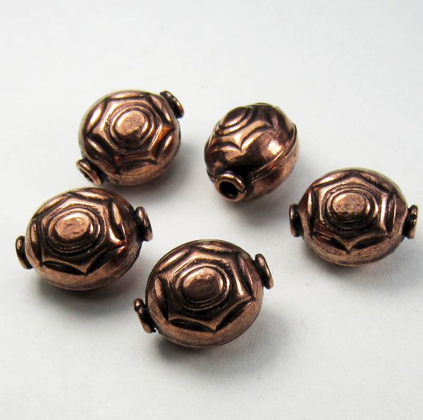 Solid Copper Oval Beads 5 pcs. GC-379
