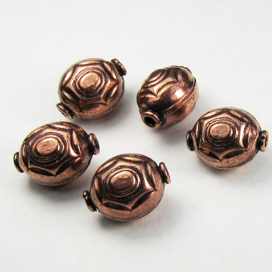 Solid Copper Oval Beads 5 pcs. GC-379