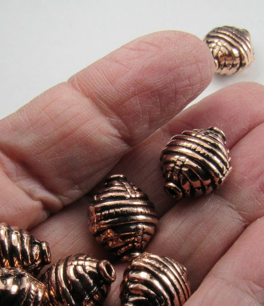 Solid Copper Hive Lined Beads 8 pcs. GC-380