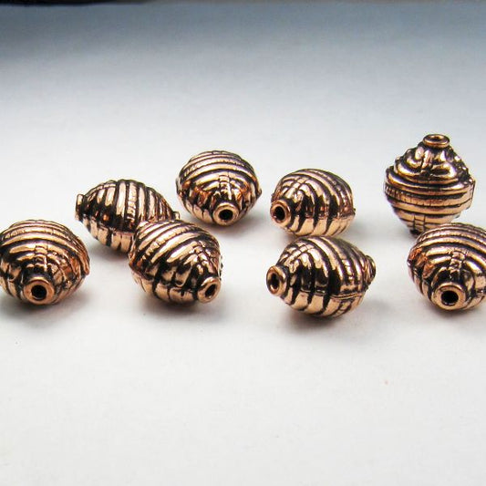 Solid Copper Hive Lined Beads 8 pcs. GC-380