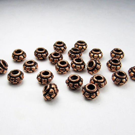 Solid Copper Large Hole Rondelle Beads 20 pcs. GC-383