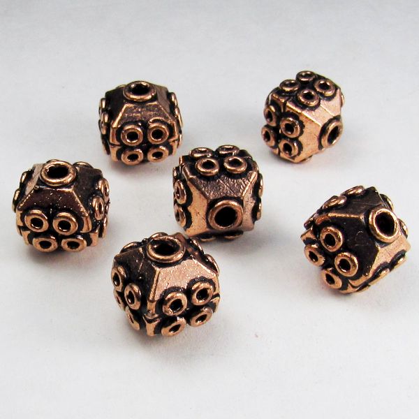 Genuine Copper Large Hole Faceted Bicone Beads 4 pcs. GC-385