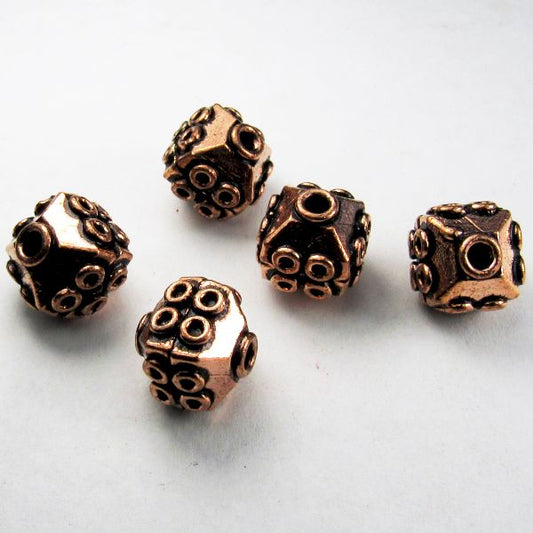 Genuine Copper Large Hole Faceted Bicone Beads 4 pcs. GC-385