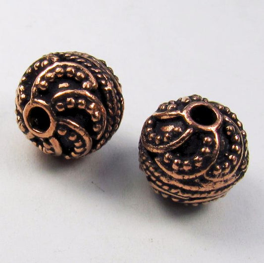 Genuine Copper Round Large Hole Beads 2 pcs. GC-386