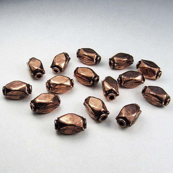 Solid Copper Elongated Faceted Beads 15 pcs. GC-389