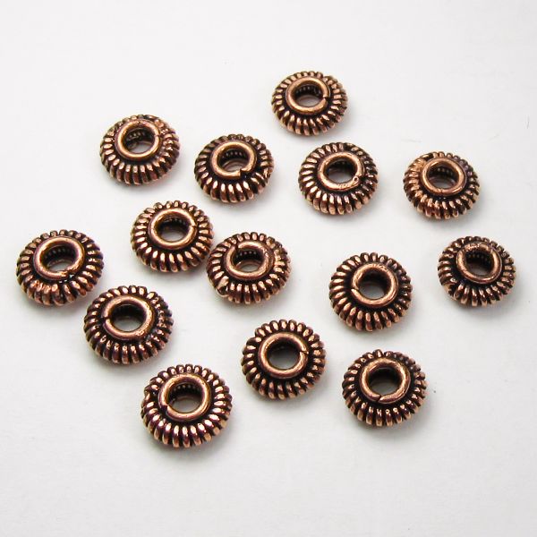 Genuine Copper 9mm Coil Bead Large Hole Beads 14 pcs. GC-349