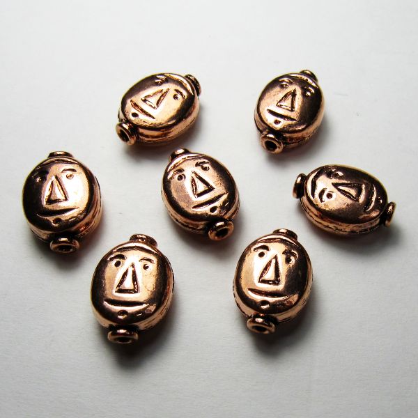 Pure Copper Face Beads 14mm Copper Beads Double Sided Face Beads 7 pcs. GC-351