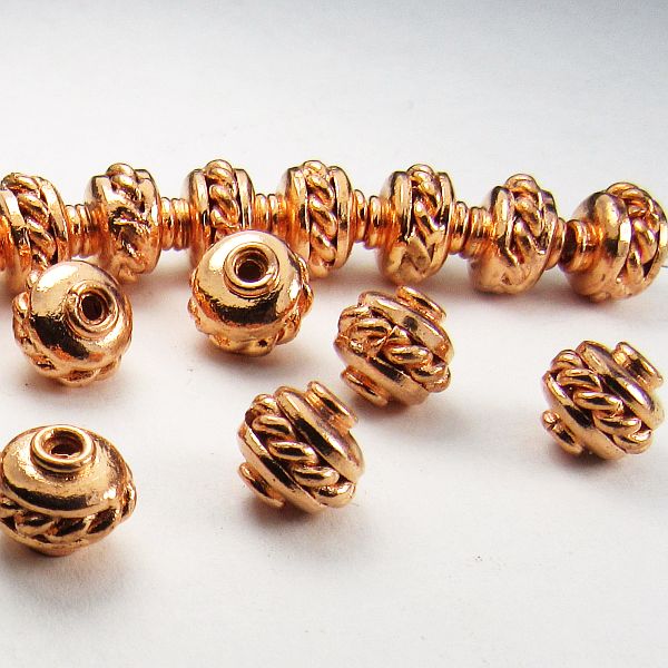 9mm Copper Beads Rope Detail 10 pcs. GC-363