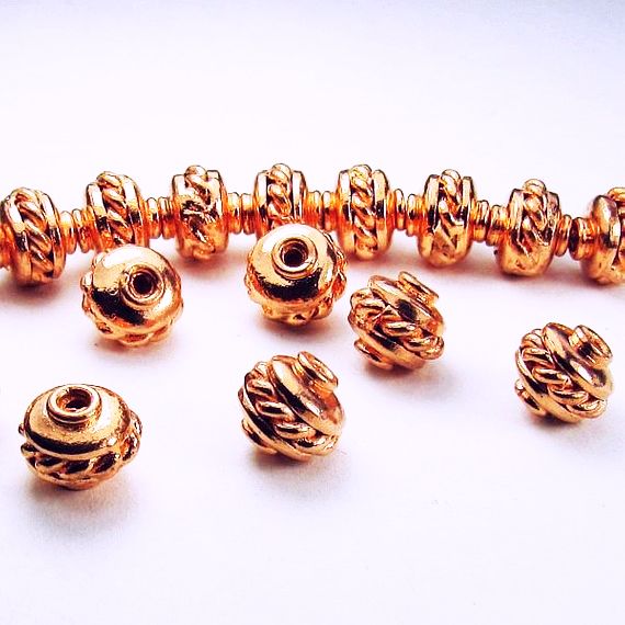 9mm Copper Beads Rope Detail 10 pcs. GC-363