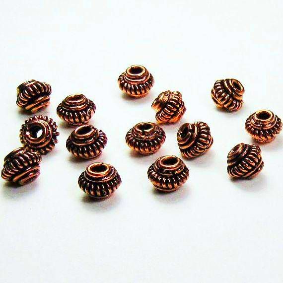 6.5mm Coiled Bead Pure Copper Spacer Beads 20 pcs. GC-348