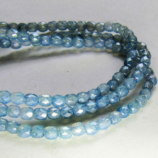 Denim Blue Czech Glass Fire Polished 3mm Faceted Round Beads 100 pcs. 3mm/038