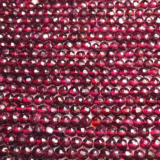 Dark Pink Faceted Garnet Beads Round 4mm Beads