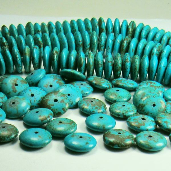 Faux Turquoise Disc Beads 14mm