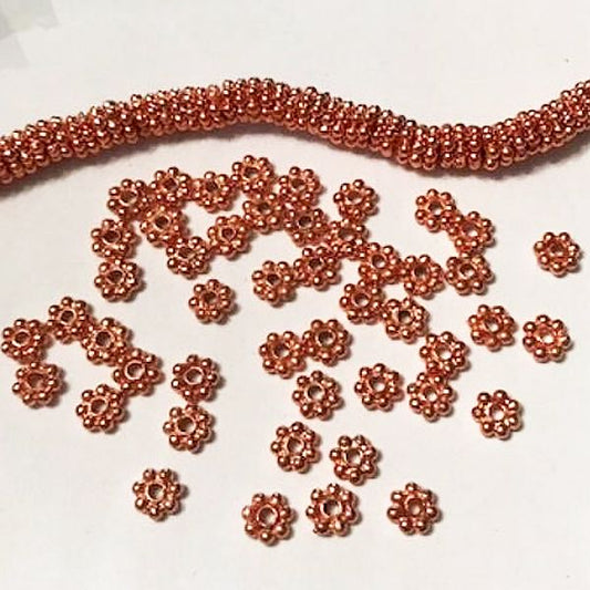 6mm Solid Copper Daisy Spacer Bead, Bright Copper Bead GC-117-B