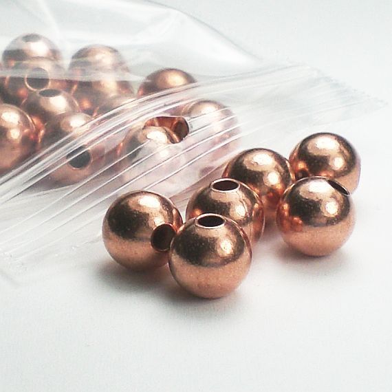 Solid Copper Round Beads, Bright and Shiny 6mm Copper Beads 20 pcs. GC-144-B