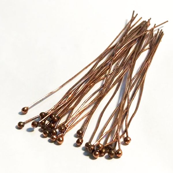 3 inch Genuine Copper Ball Head Pins 21 ga 76mm Bright or Oxidized Copper 20 pcs.