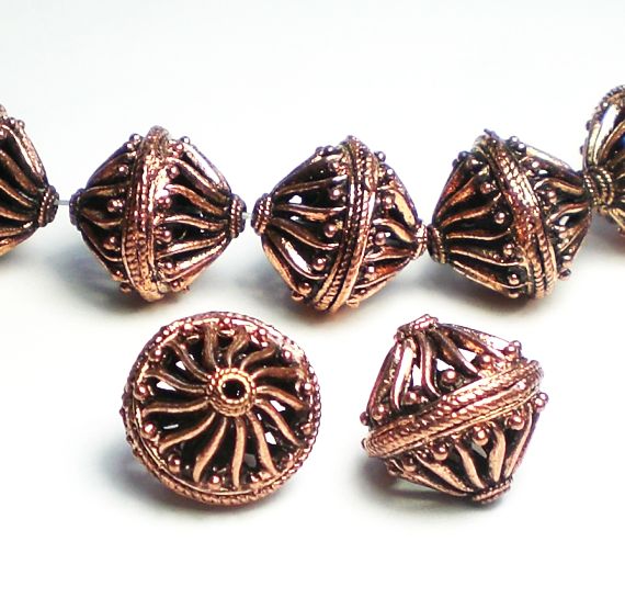 Exquisite Genuine Copper Bicone Beads 16mm 2 pcs. GC-210